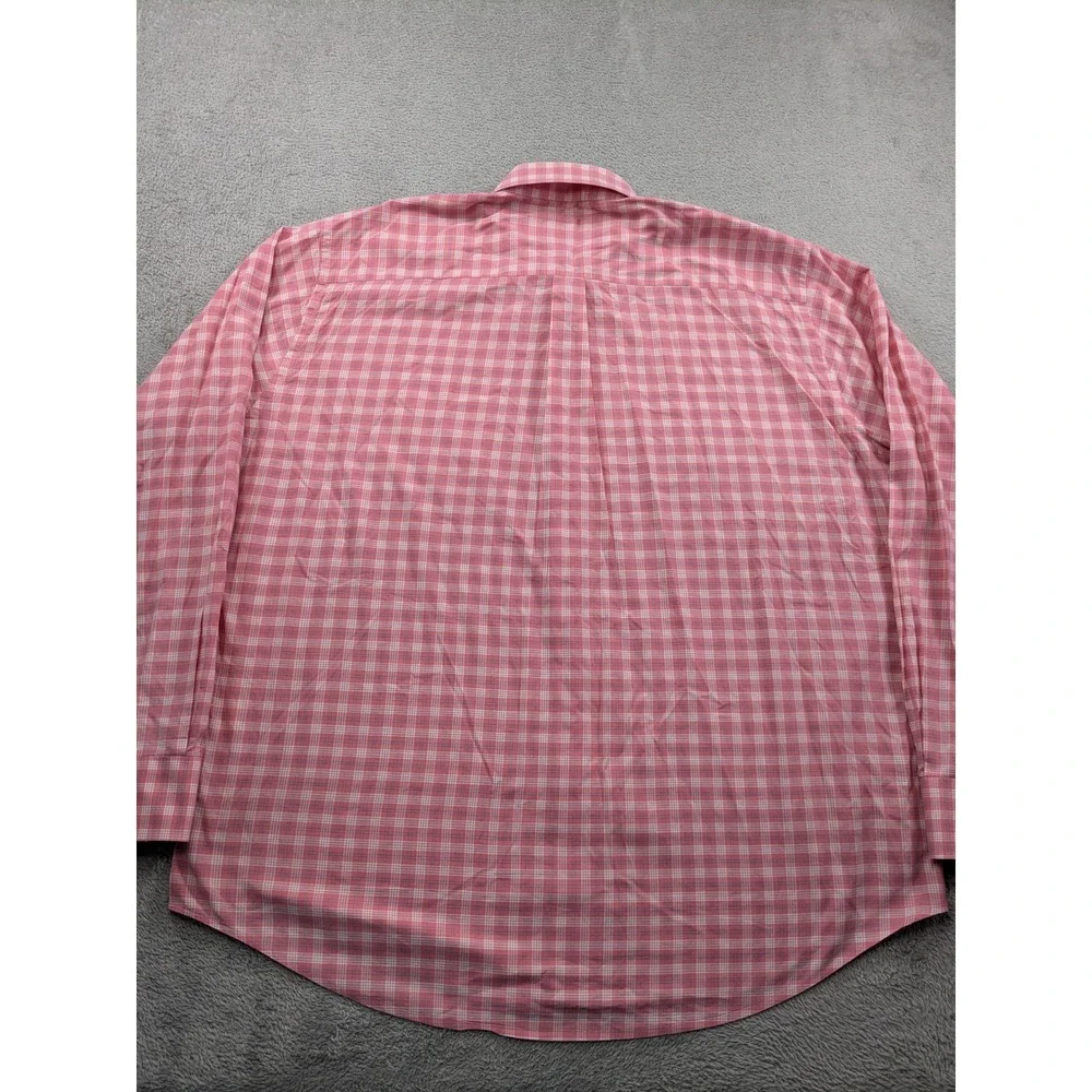 Peter Millar Mens XL Pink Plaid Cotton Stretch Button Down Shirt Long Sleeve